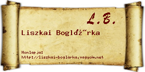 Liszkai Boglárka névjegykártya